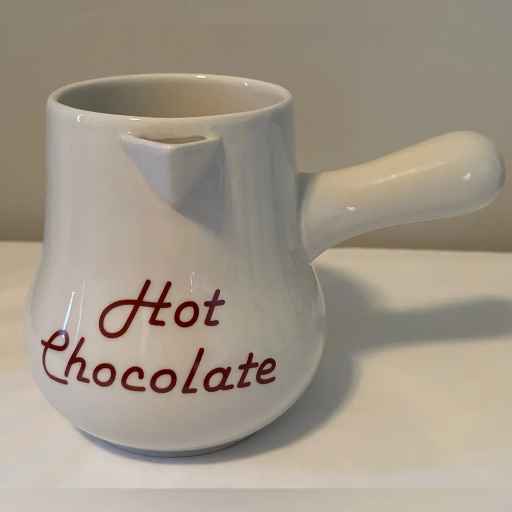Williams Sonoma Hot Chocolate Pot Bonjour Ceramic Pour Pitcher Coffee Bar